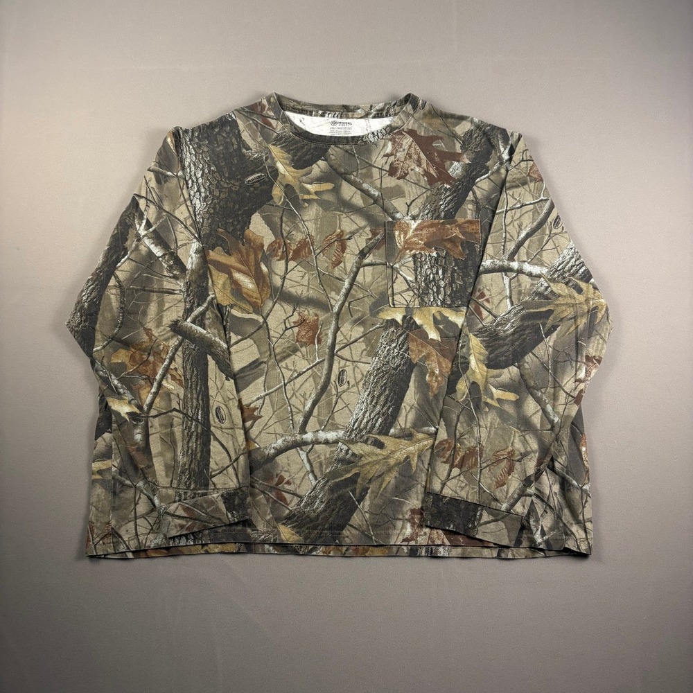 Outfitters Ridge Mens 2XL Real Tree Camo Long Sleeve Pocket Tee Organic Cotton